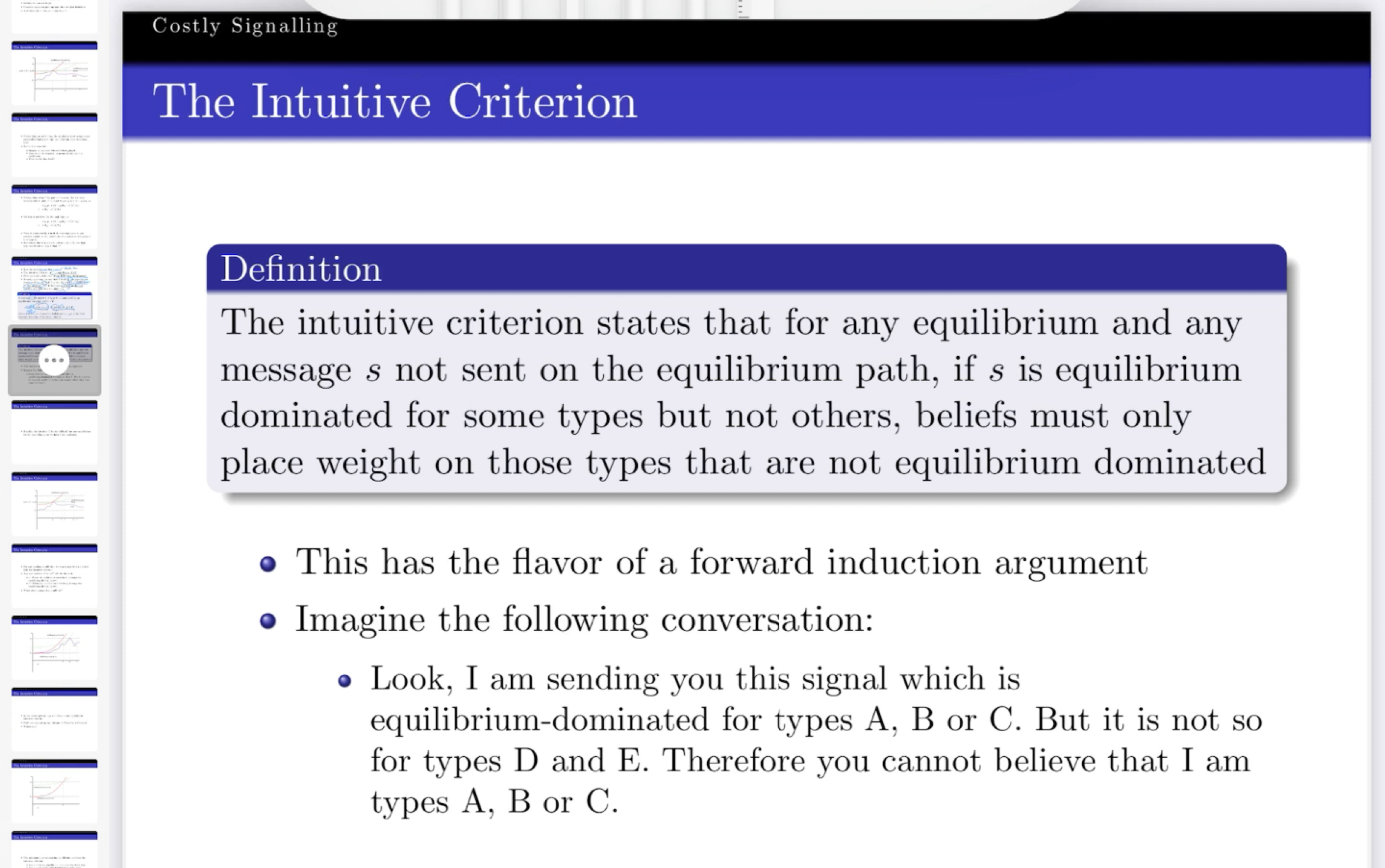 8. 信号传递 part 5: Is intuitive criterion intuitive? 直观准则直观吗对完美贝叶斯均衡的精炼哔哩哔哩bilibili