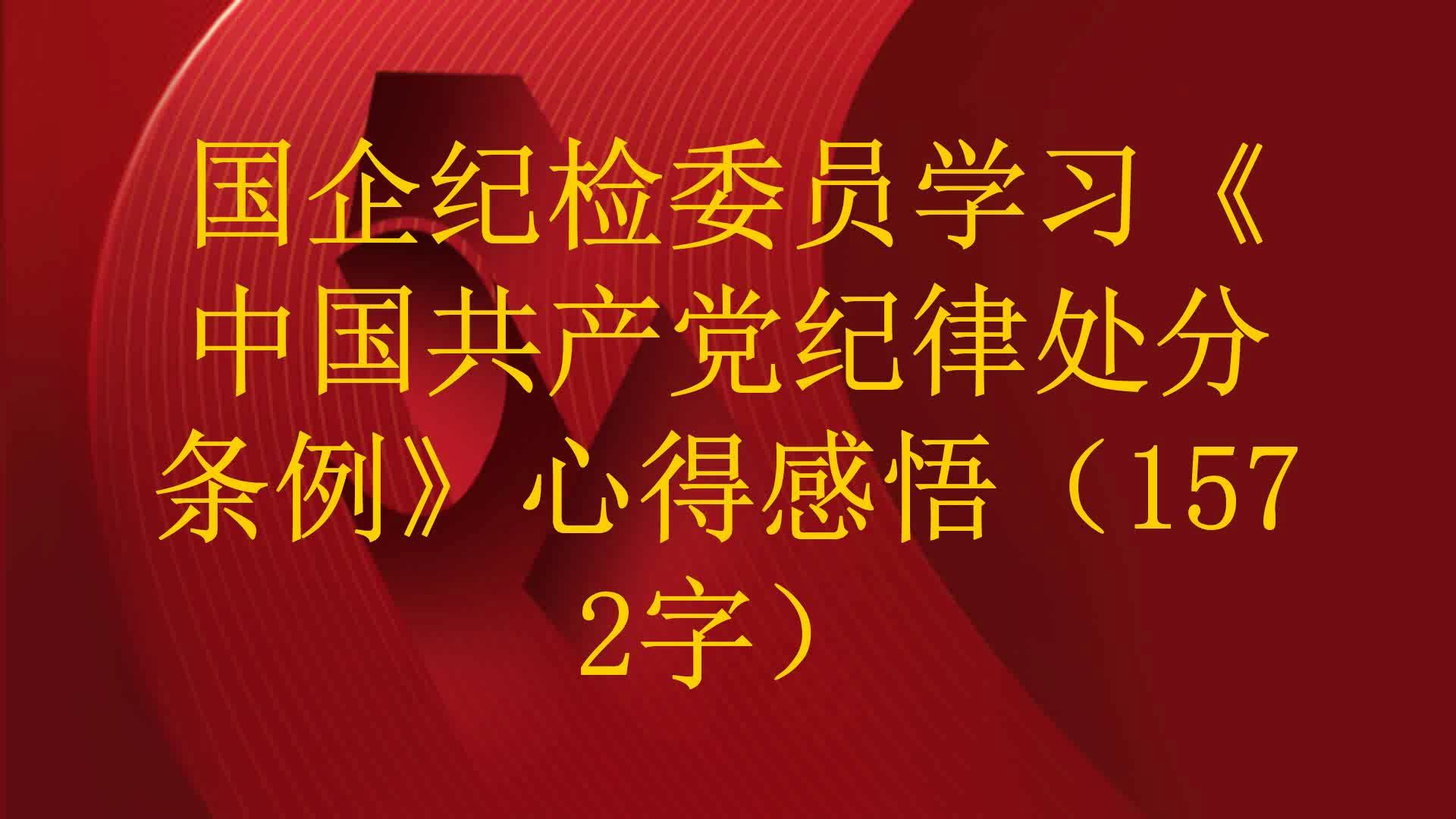 国企纪检委员学习《中国共产党纪律处分条例》心得感悟(1572字)哔哩哔哩bilibili