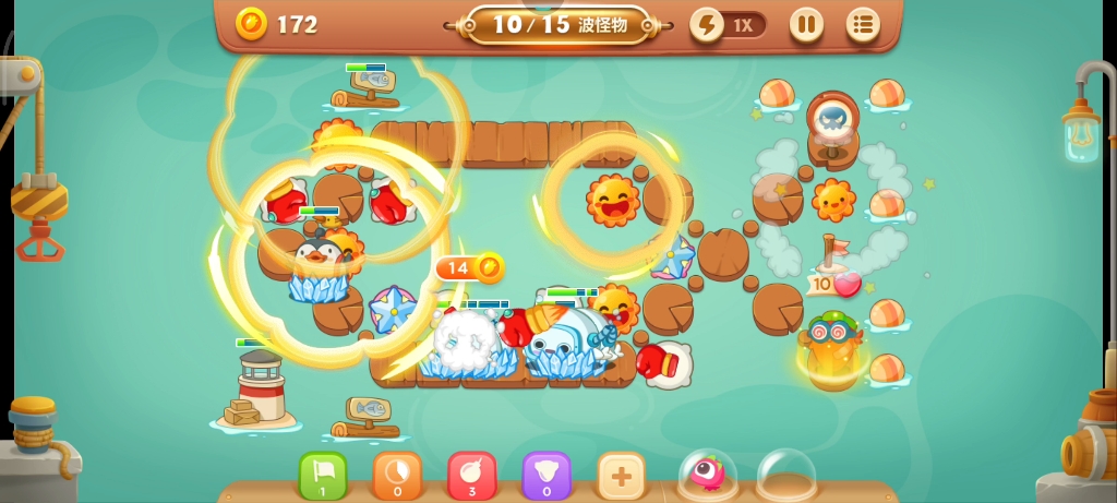 保卫萝卜3 城市冒险模式码头主题第15关 金萝卜 道具全清(全程录屏)