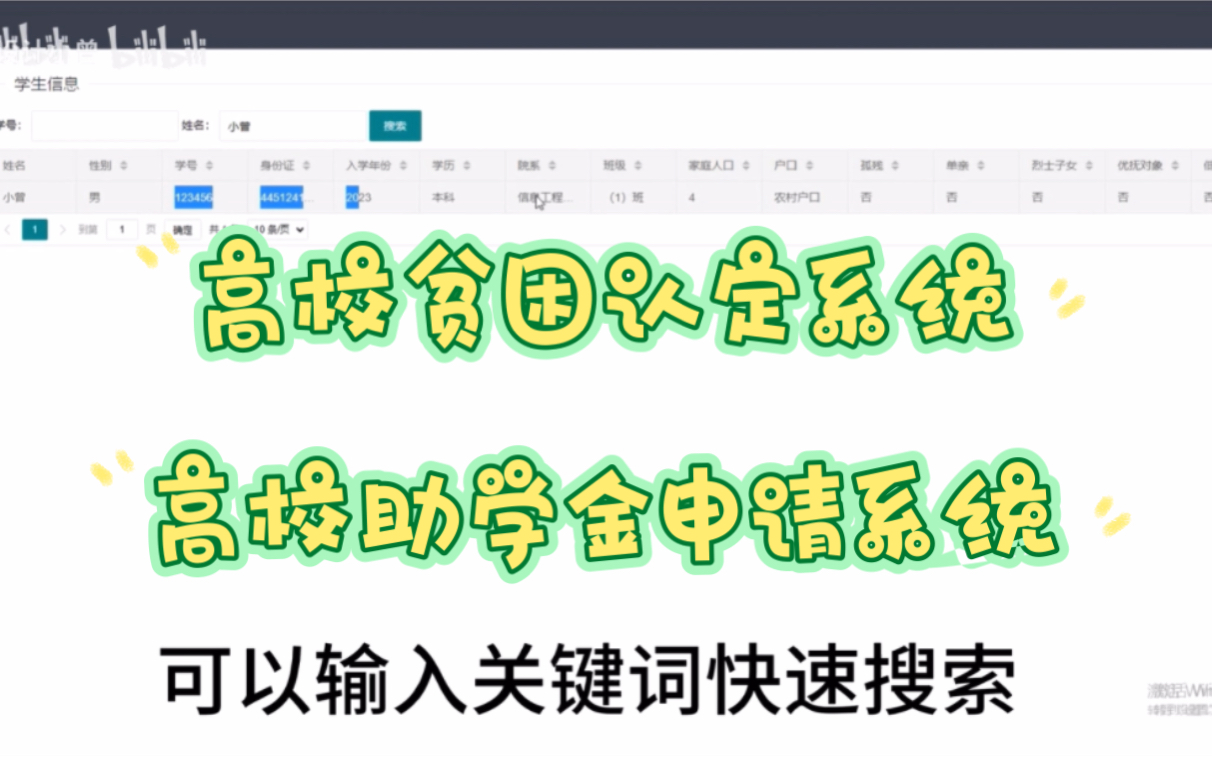 高校助学金申请系统,贫困认定系统,2024计算机毕业设计项目哔哩哔哩bilibili