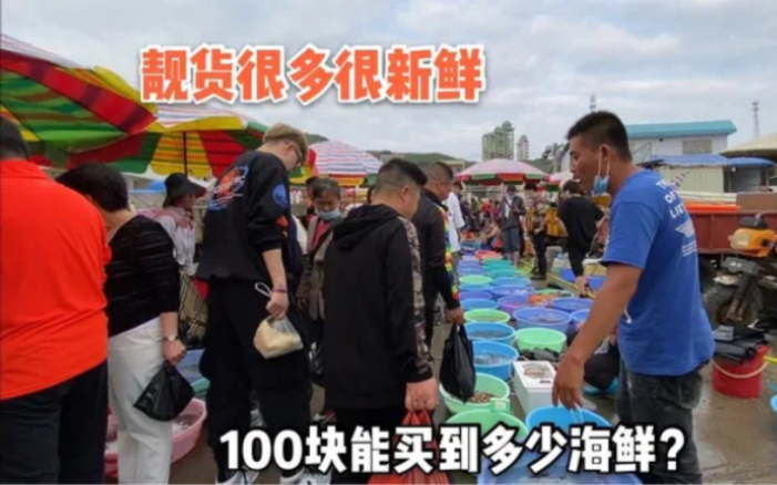 实拍北海涠洲岛海鲜市场,渔民运回很多新鲜货,100块能买多少?哔哩哔哩bilibili