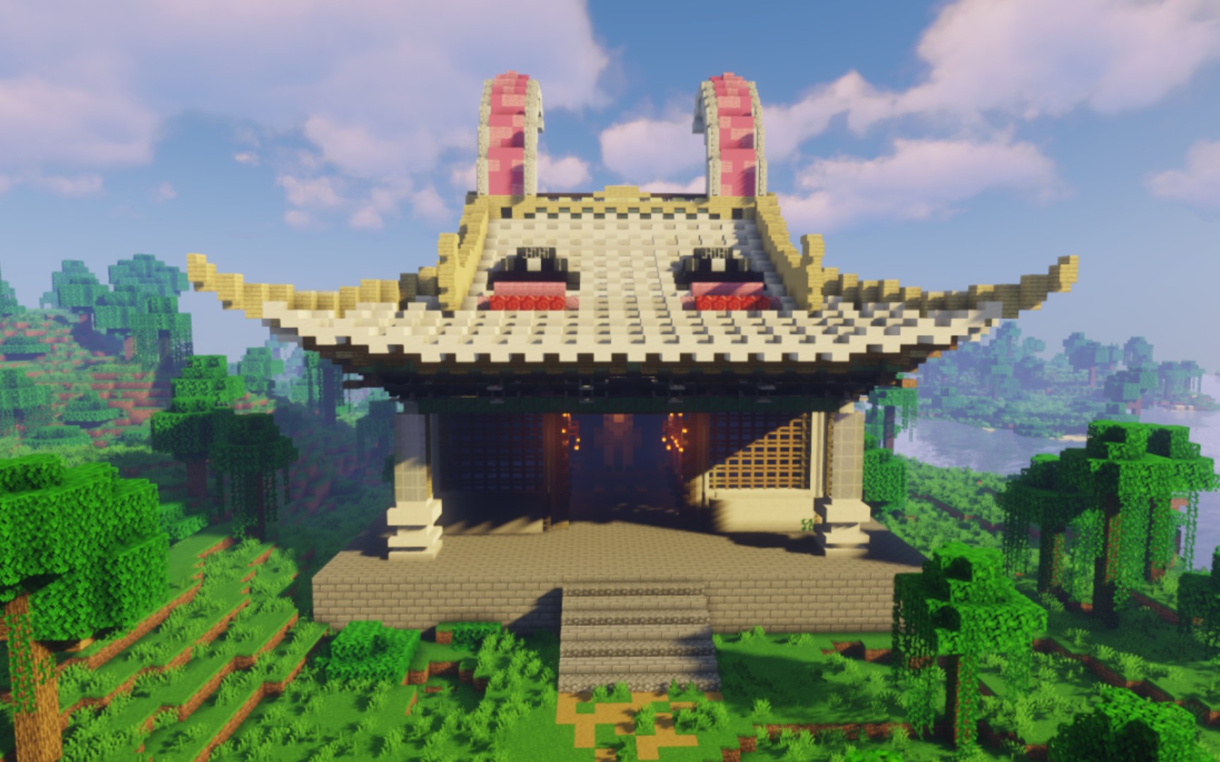 【minecraft】小兔庙——存档 投影分享,不一样的中式建筑