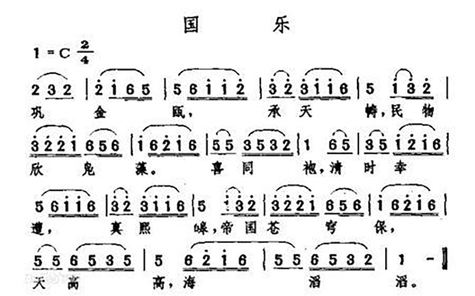 民國北京政府(1915 - 1921)國歌「tionghua雄立宇宙間」