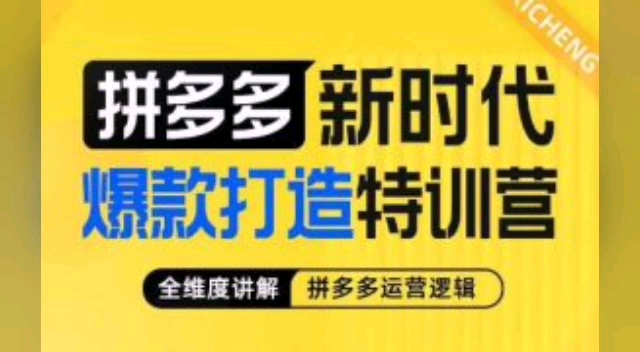 玺承·拼多多新时代爆款打造特训营,全维度讲解拼多多运营逻辑