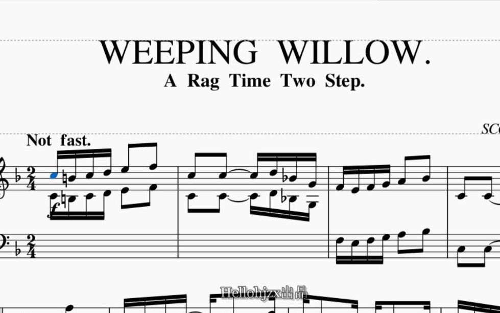 [图]乔普林：《垂柳雷格（F大调版）》-Scott Joplin:Weeping Willow（1903年出版的早期拉格泰姆二步舞曲）