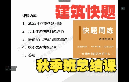 秋季快题提高班总结1建筑考研快题提分策略哔哩哔哩bilibili