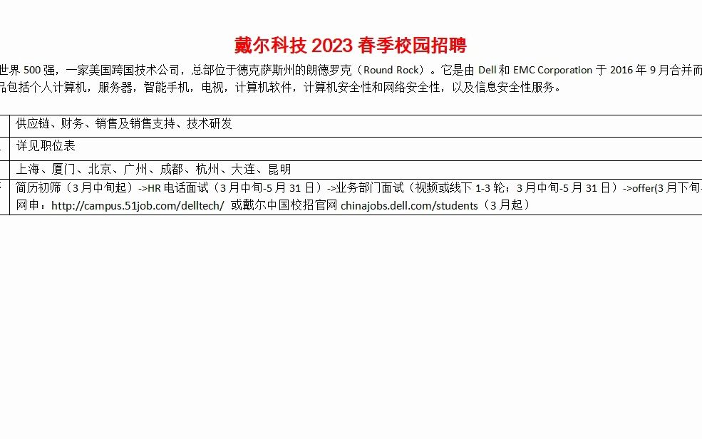 戴尔科技2023春季校园招聘,世界500强计算机大厂哔哩哔哩bilibili