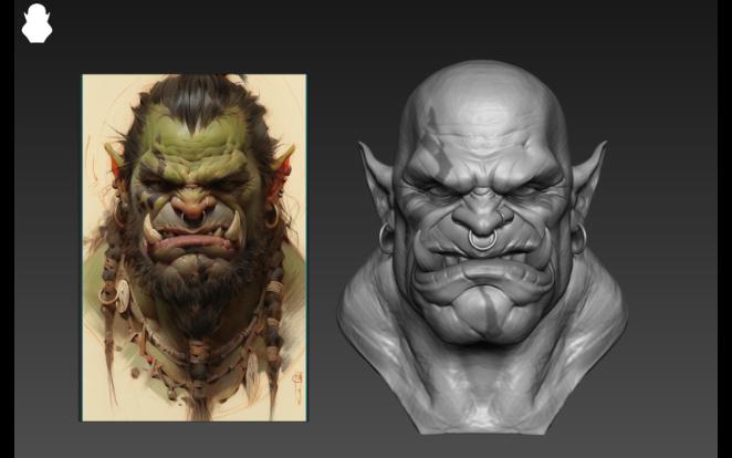 【Zbrush】速雕头像12——兽人哔哩哔哩bilibili