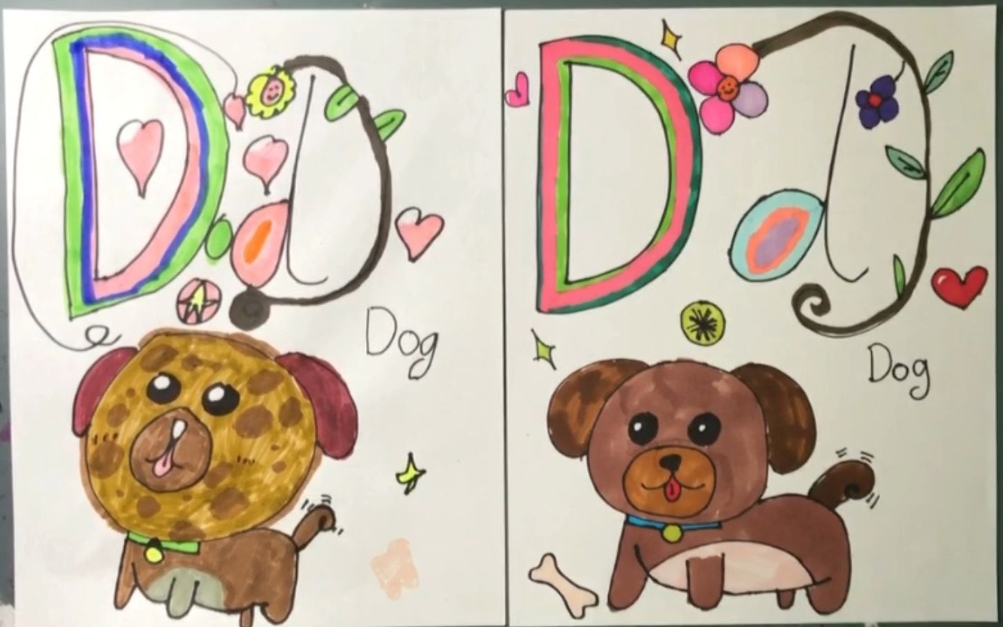 letter d 字母 d 儿童简笔画 画小狗 draw a dog with me