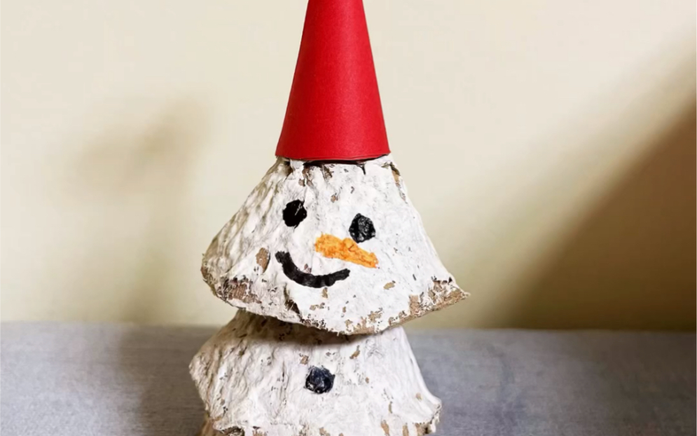 圣诞节创意手工|diy蛋托雪人