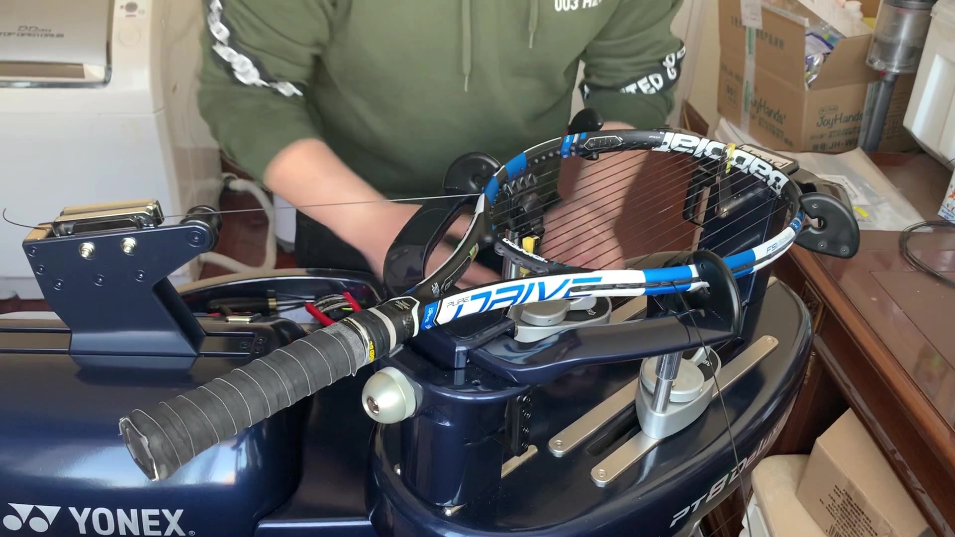 【网球拍穿线实录】babolat pure drive 2015 babolat rpm blast 125