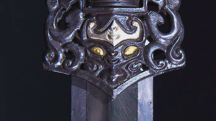 梵迪客圆柄汉剑鎏金银装具羽毛花纹钢