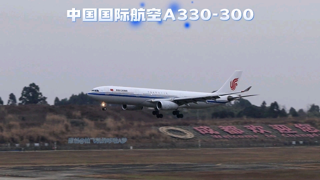 国航空客a330降落图片