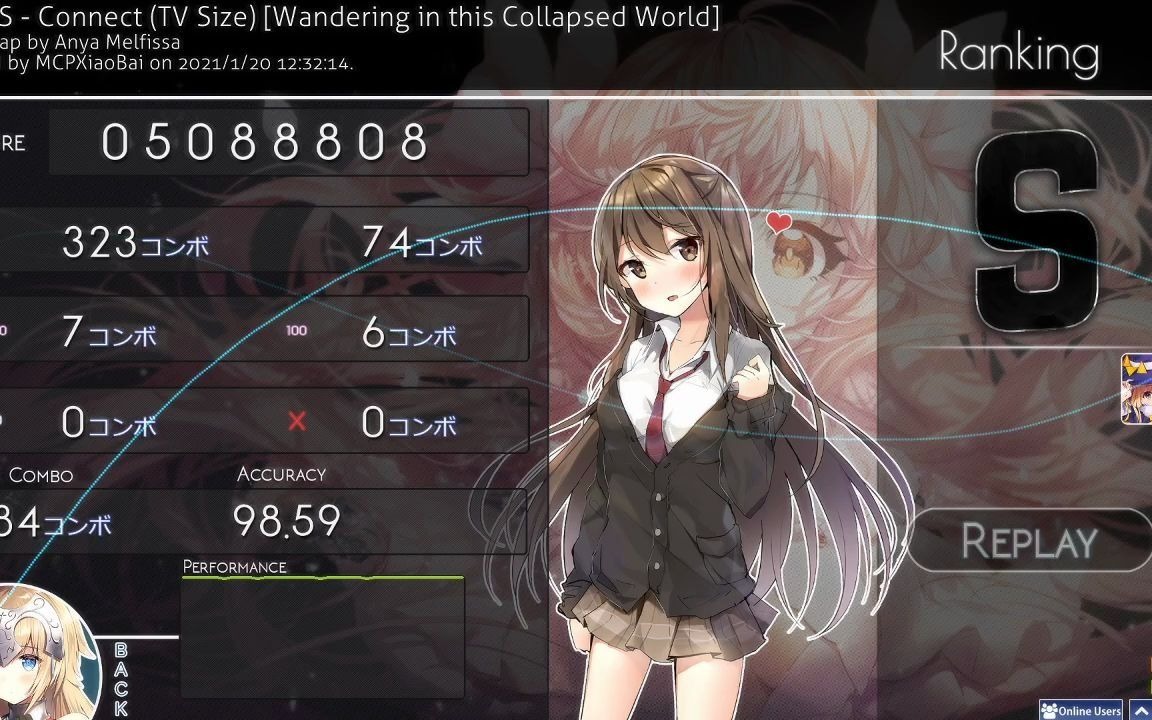 [图]【osu!standard】Connect (TV Size) [Wandering in this Collapsed World] 98.59% FC