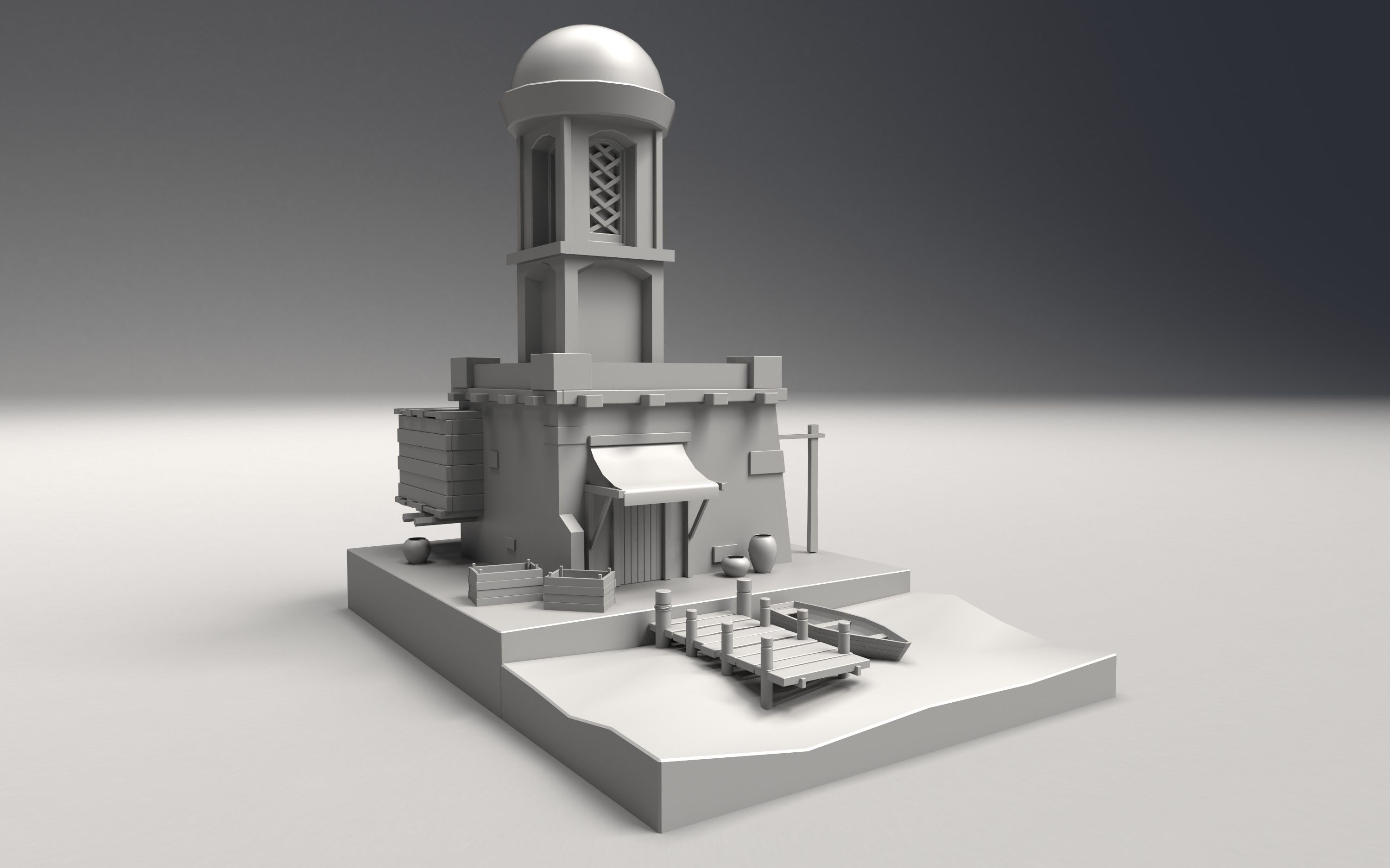 【3dmax场景建模】阿拉伯风格场景制作,从box开始带你了解简单房屋场