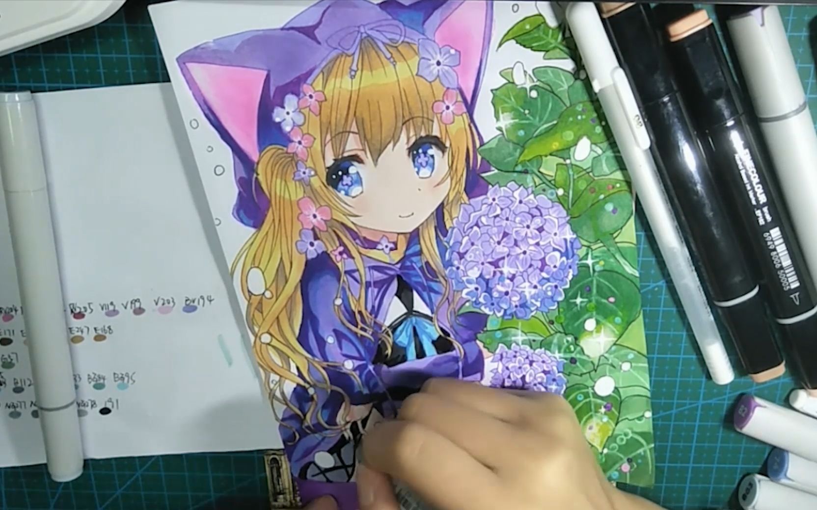 马克笔手绘临摹一个发光的小姐姐马克笔和高光笔的实用搭配姿势