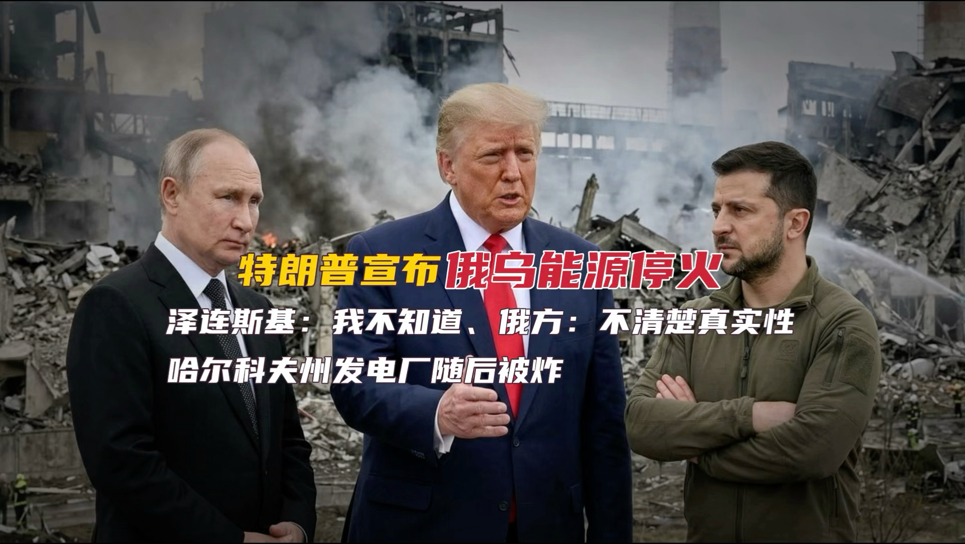 特朗普宣布俄乌能源停火，泽连斯基：我不知道，俄方：不清楚其真实性。哈尔科夫发电厂随后被炸。