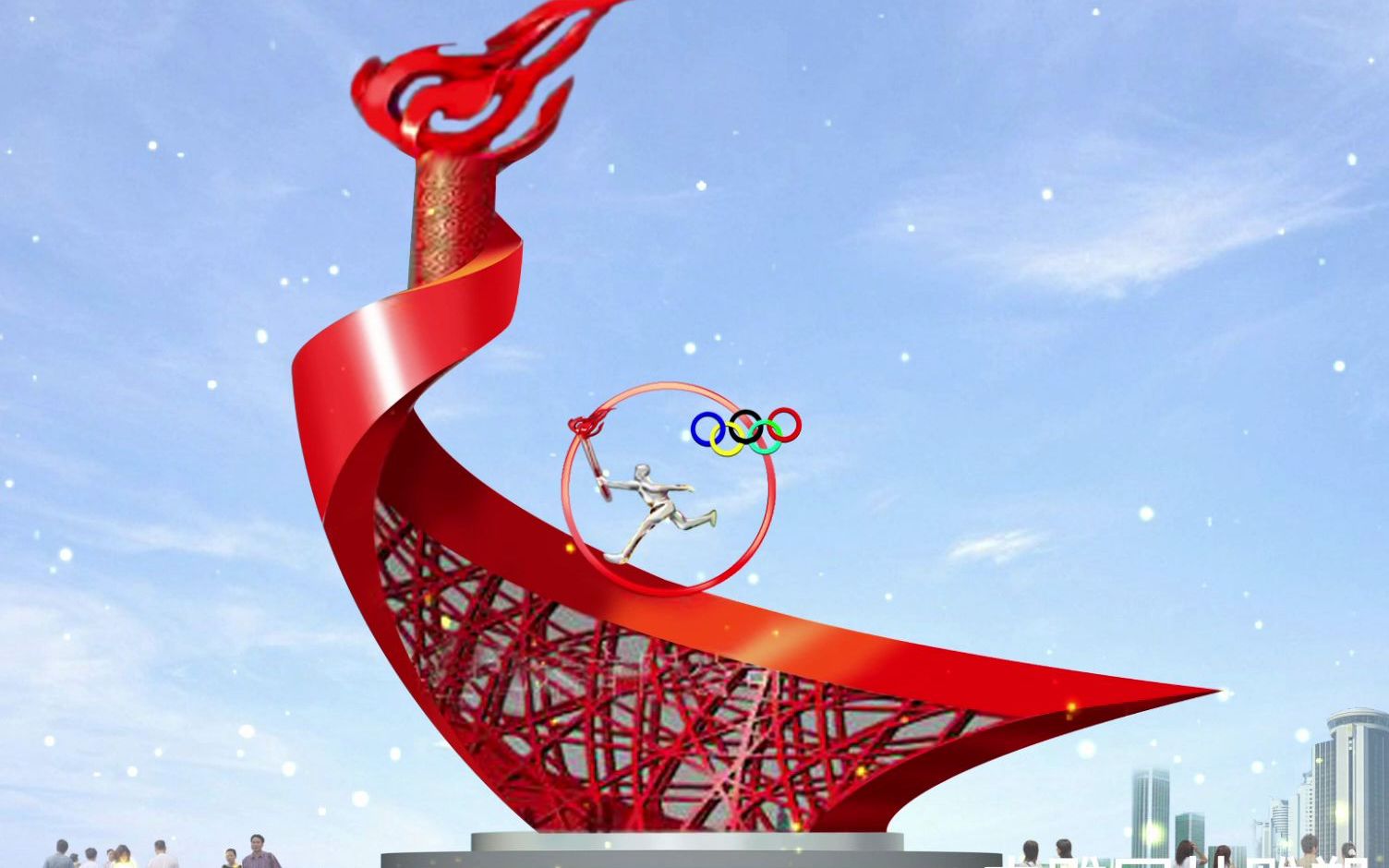 奥运火炬雕塑图片