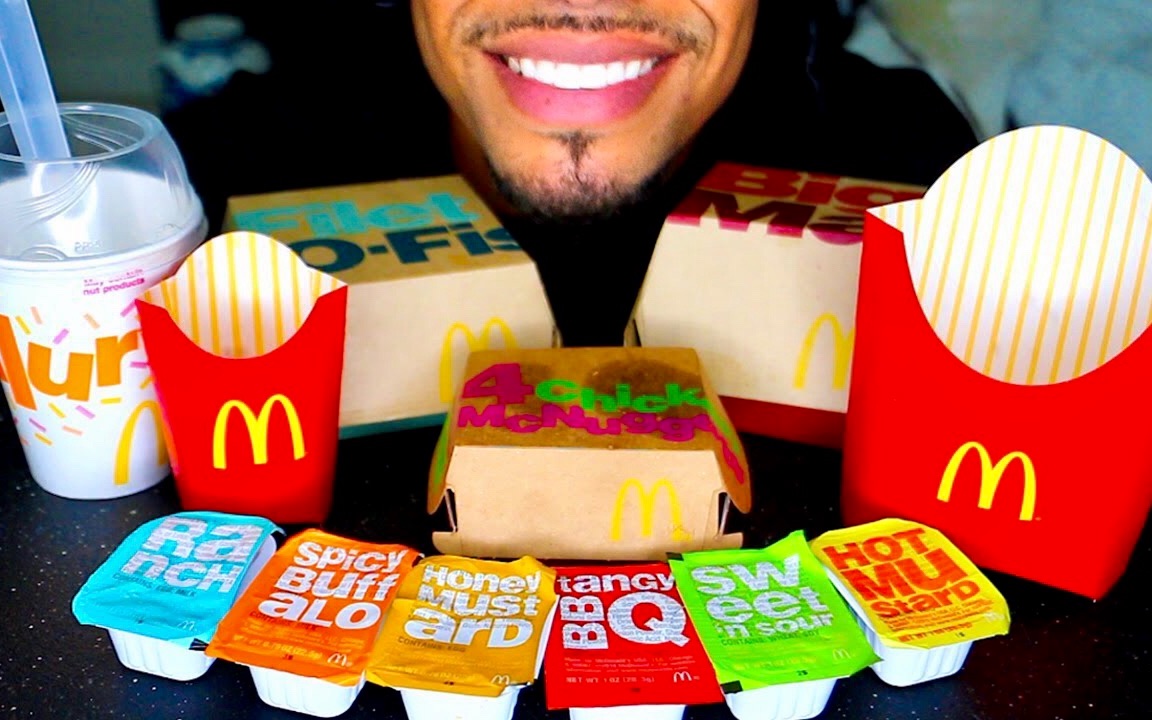 76jerry76吃空气挑战2麦当劳巨无霸汉堡麦香鱼汉堡麦乐鸡薯条