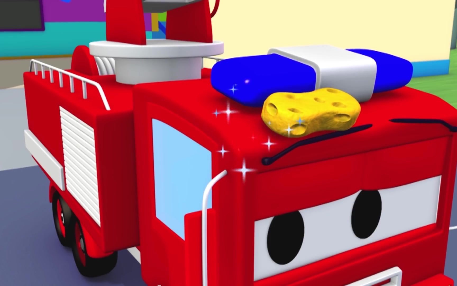 [图]Frank the FIRETRUCK - Tom the Tow Truck's Car Wash | Cars cartoons for kids