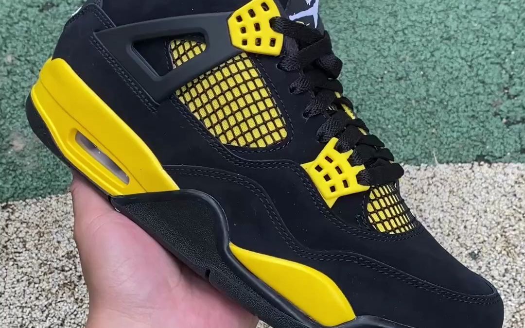 air jordan 4 thunder mid aj4耐克黑黄雷公男子中帮篮球鞋dh6927-017