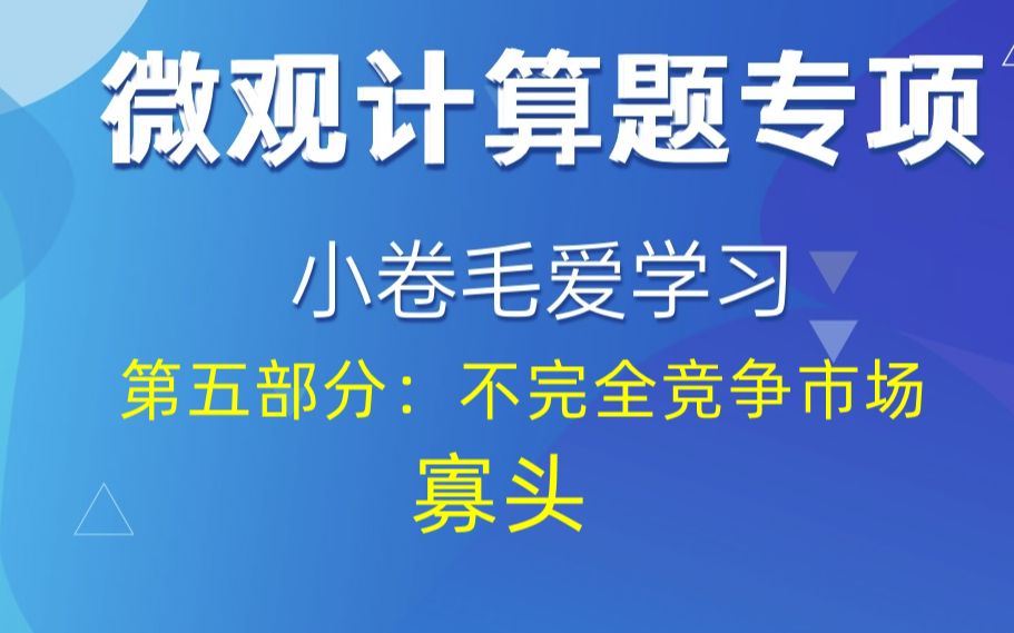 「微观计算题专项」第五部分:不完全竞争市场之寡头哔哩哔哩bilibili