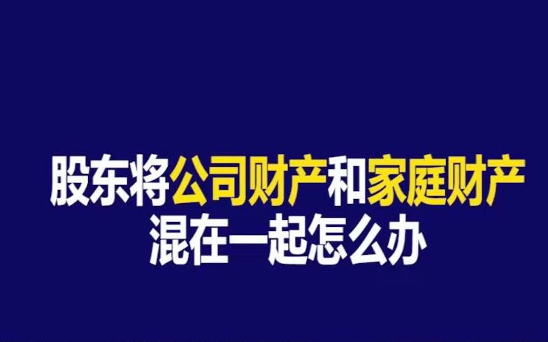 【法商小课堂】股东将公司财产和家庭财产混在一起怎么办哔哩哔哩bilibili