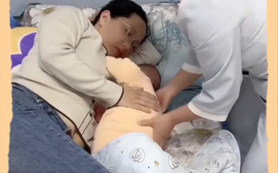 侧卧哺乳姿势图片