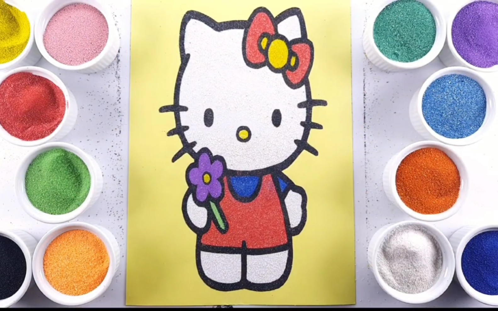 漂亮的凯蒂猫儿童手工沙画,好看又好玩,一起来画吧