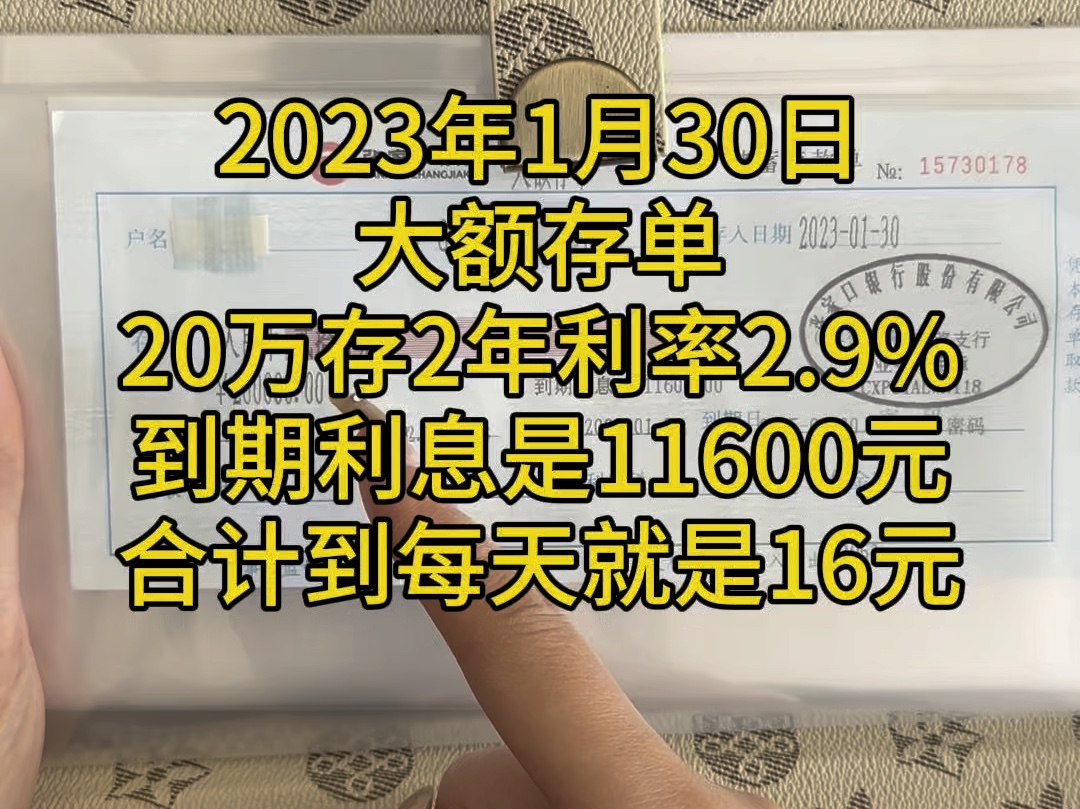 20万存两年利息11600元,合计到每个月483,那每天就有16块钱,可以随便花#存钱#定期存单#存单夹哔哩哔哩bilibili