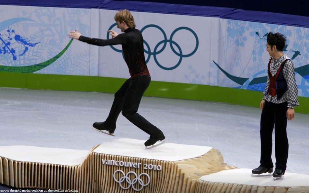 普鲁申科普皇踩冠军领奖台2010年温哥华冬奥会颁奖典礼