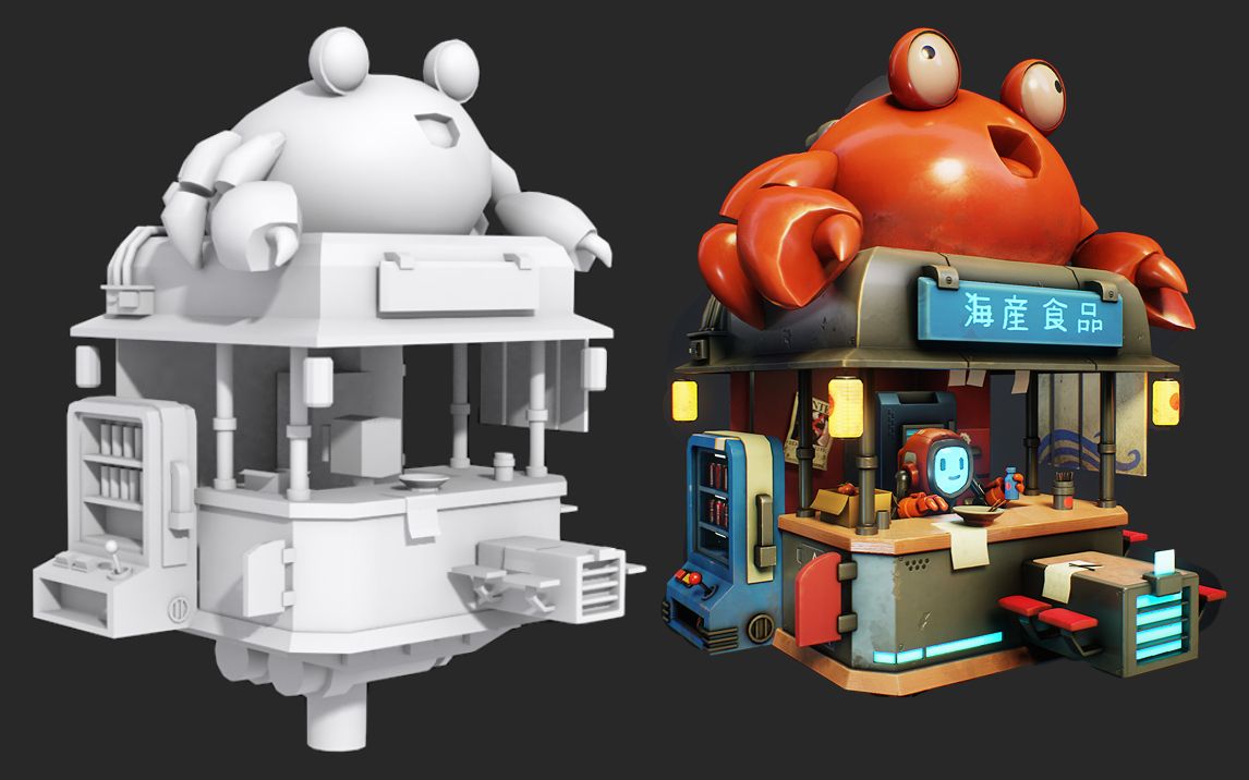 【3dmax基础教程】次世代场景"螃蟹小屋",三小时完成你的建模作业!