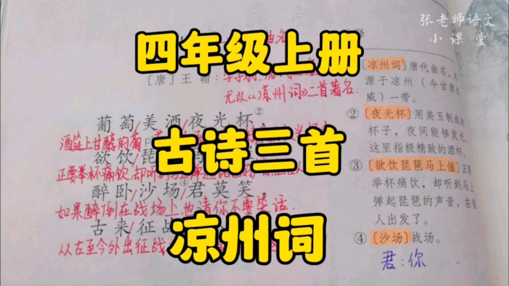 四年级上册:古诗三首之《凉州词》内容详解,一起感受塞外不同的生活!哔哩哔哩bilibili