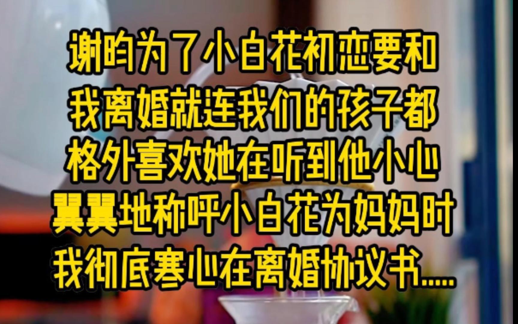 谢昀为了小白花初恋,要和我离婚.就连我们的孩子都格外喜欢她.在听到他小心翼翼地称呼小白花为妈妈时,我彻底寒心,在离婚协议书......哔哩哔哩...