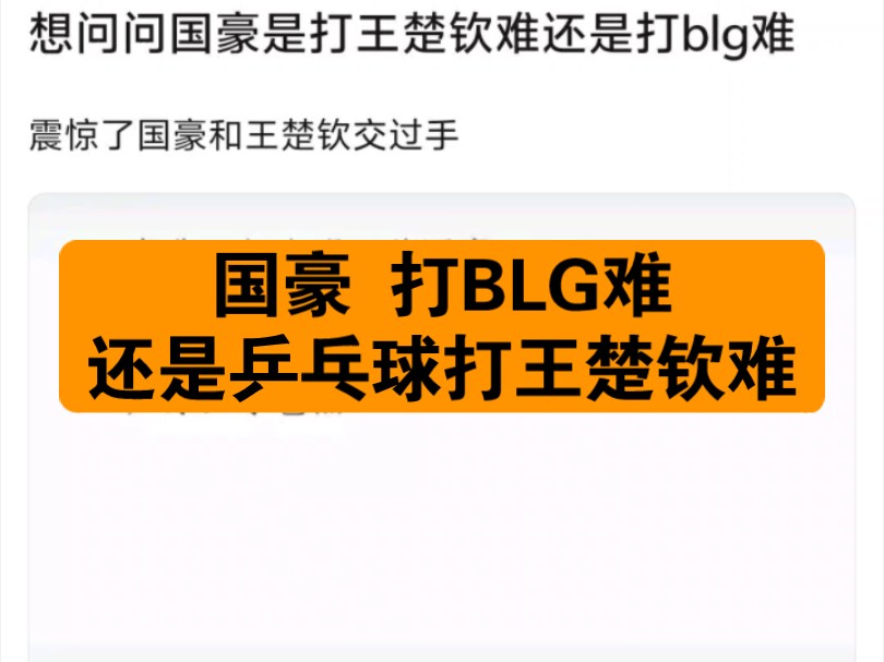 【抗吧搬运】理性讨论,国豪打BLG难还是乒乓球打王楚钦难哔哩哔哩bilibili