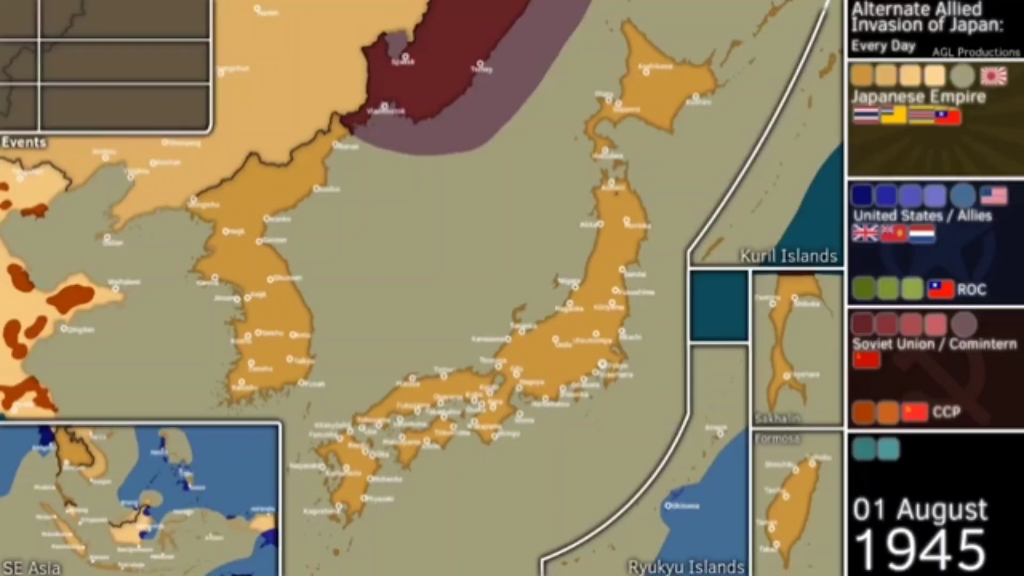 [图]【架空历史地图】二战 盟军登陆日本(1945-1947)