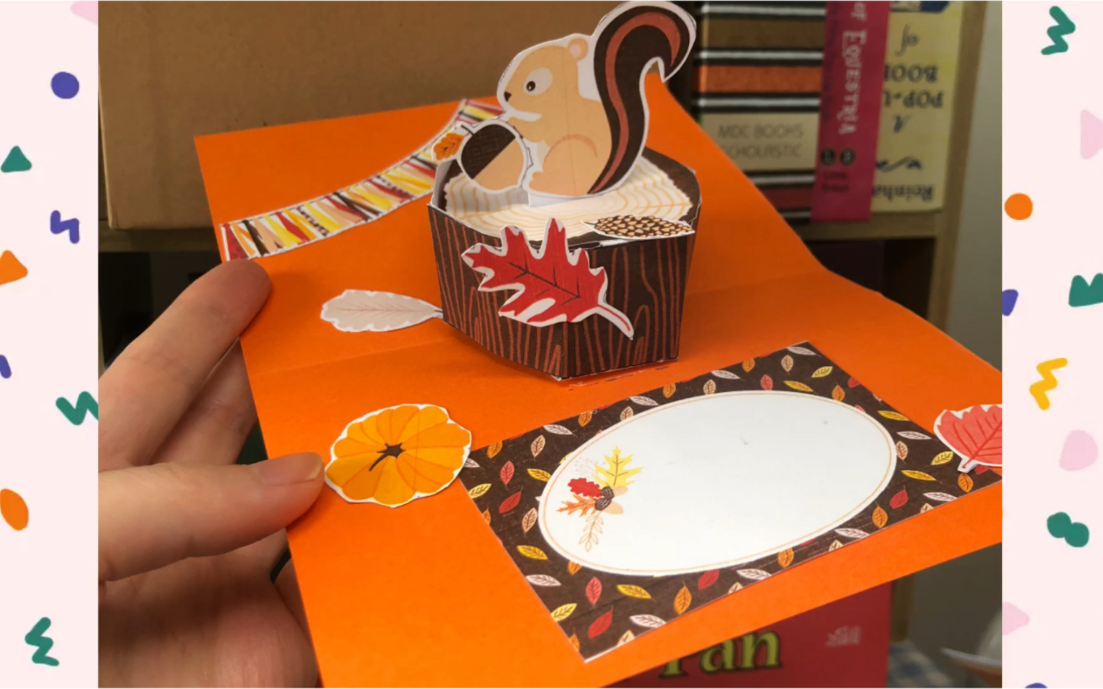 【立体小机关教程】秋天小松鼠立体贺卡【手帐小机关】【立体书】