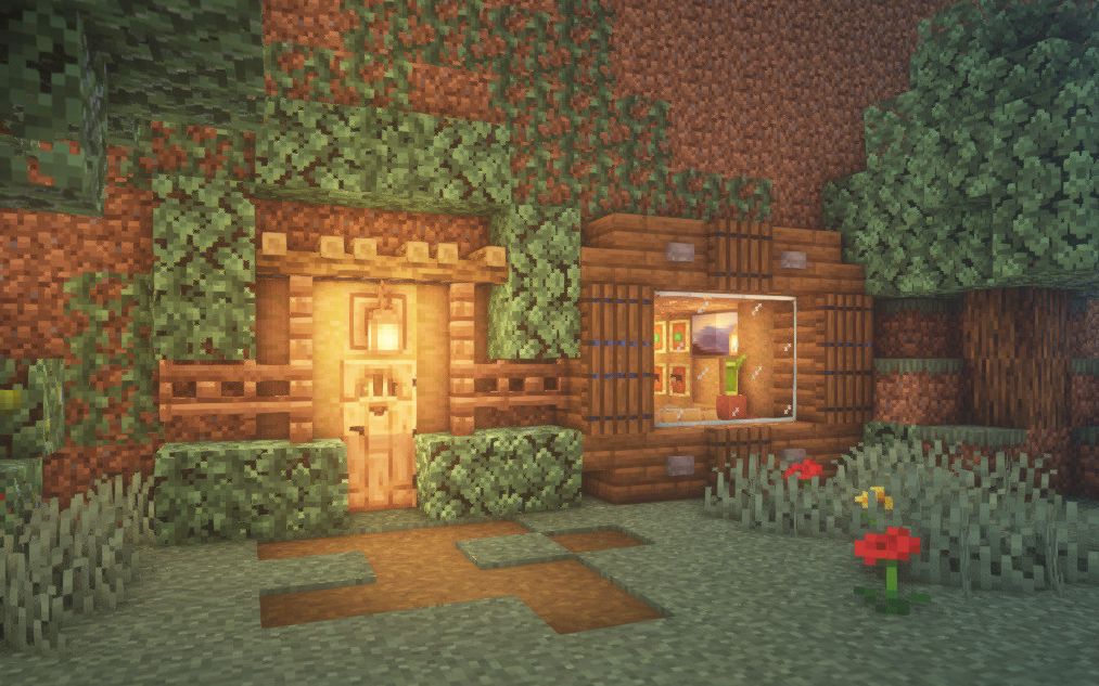 简单的山洞小屋教学!78我的世界建筑教学78#37_哔哩哔哩_bilibili