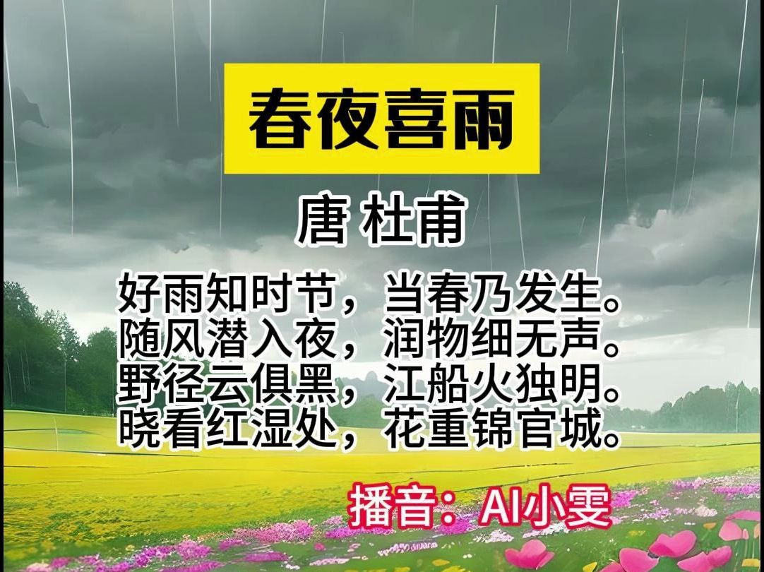 小学生古诗词|【春夜喜雨】|ai书|ai有声读物