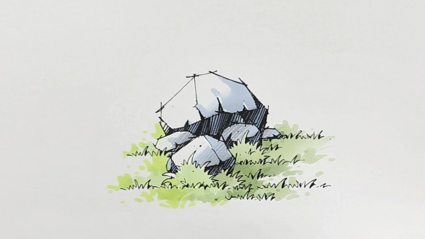 手绘马克笔石头上色