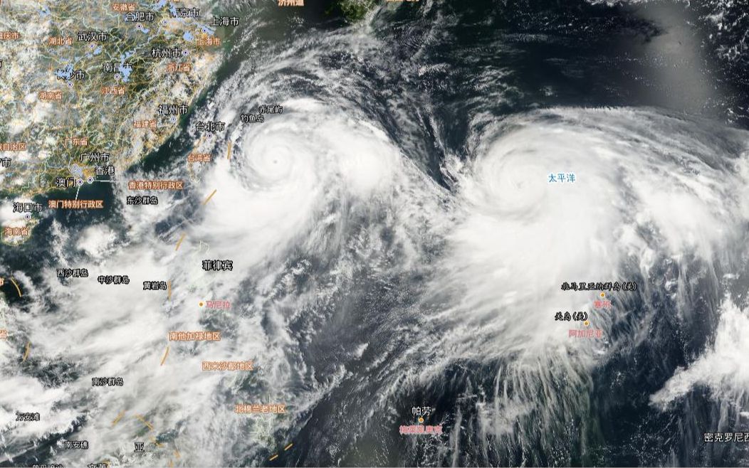 双台共舞2019年第9号超强台风利奇马lekima第10号强台风罗莎krosa