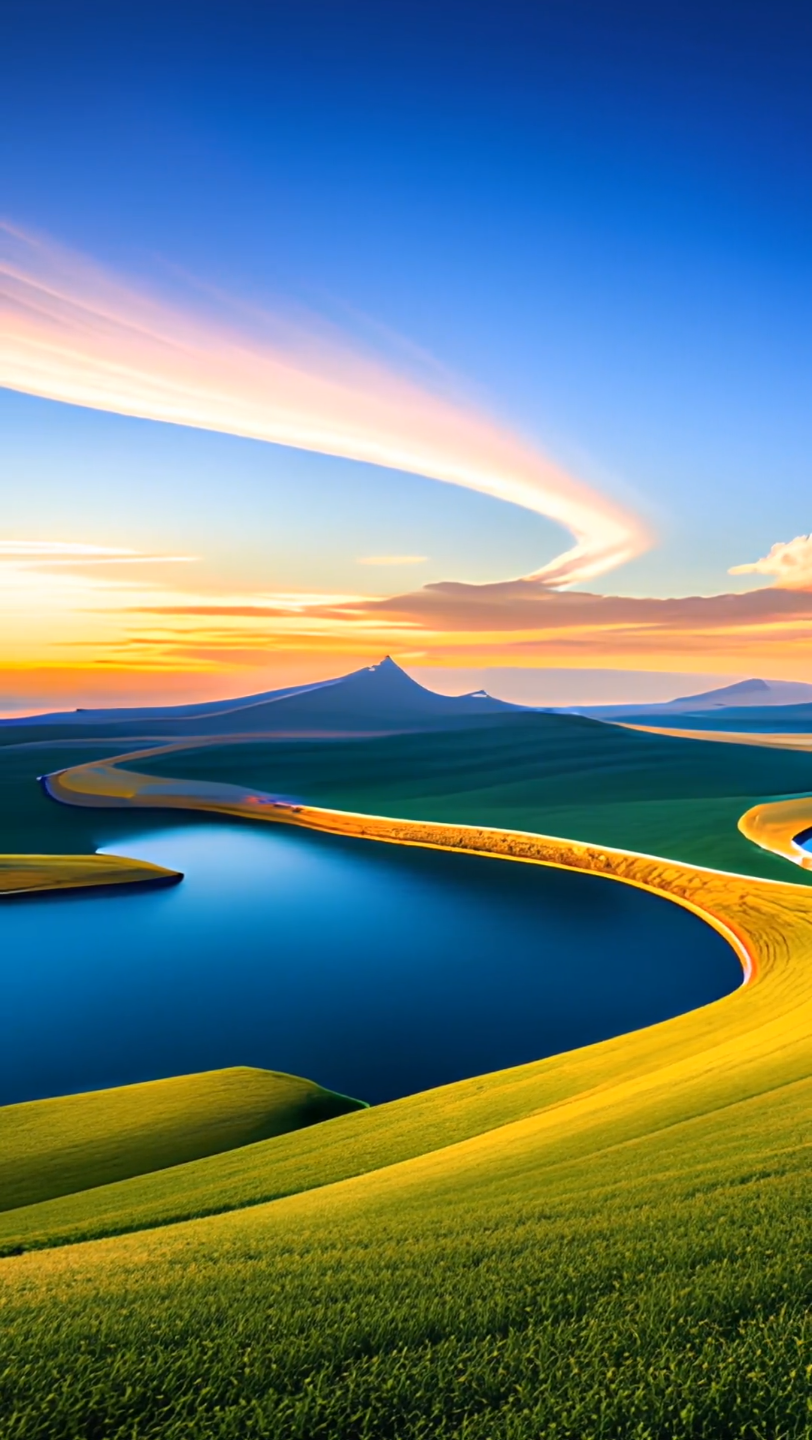 蓝天白云绿草地美如画#治愈系风景 #天空的颜色 #七彩祥云有好运