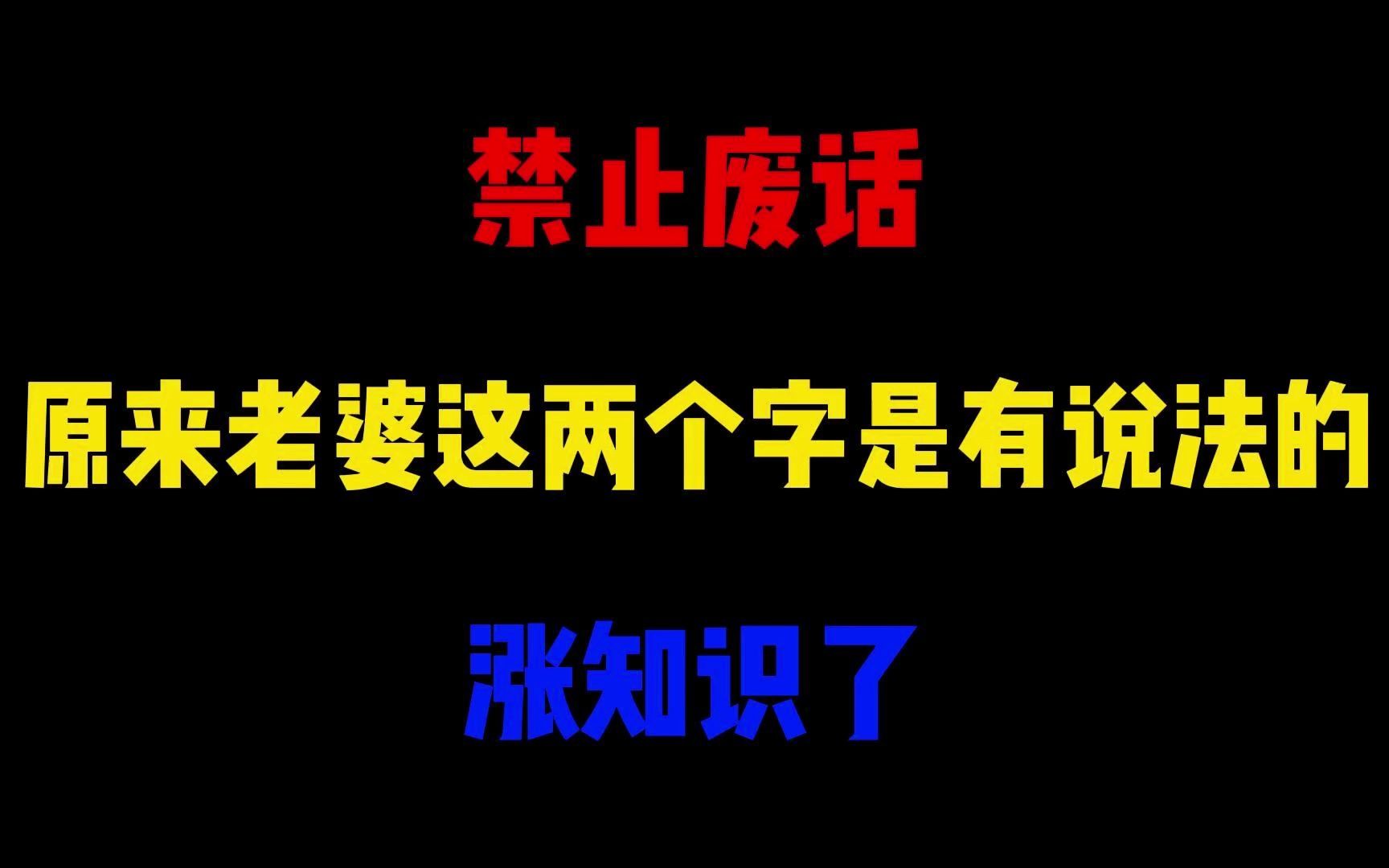 禁止废话:原来老婆这两个字是有说法的?涨知识了哔哩哔哩bilibili