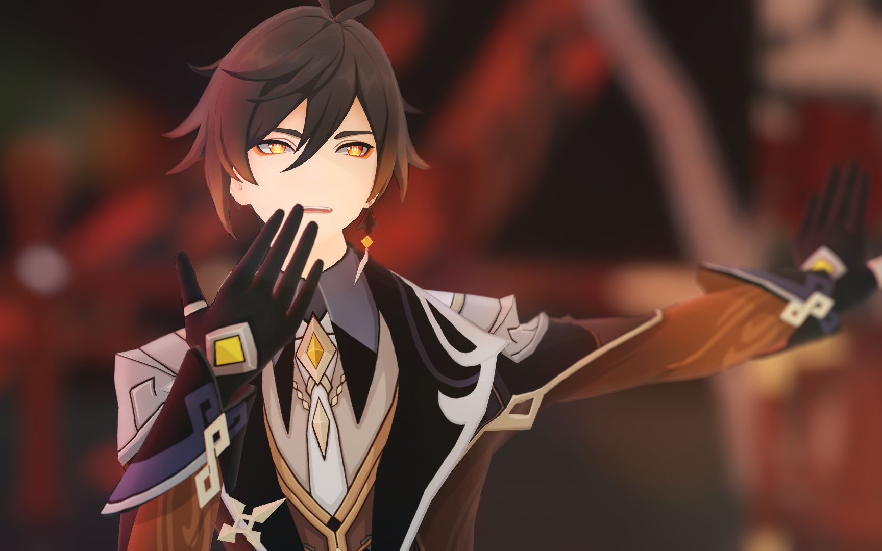 活动作品原神mmd钟离桃花旗袍