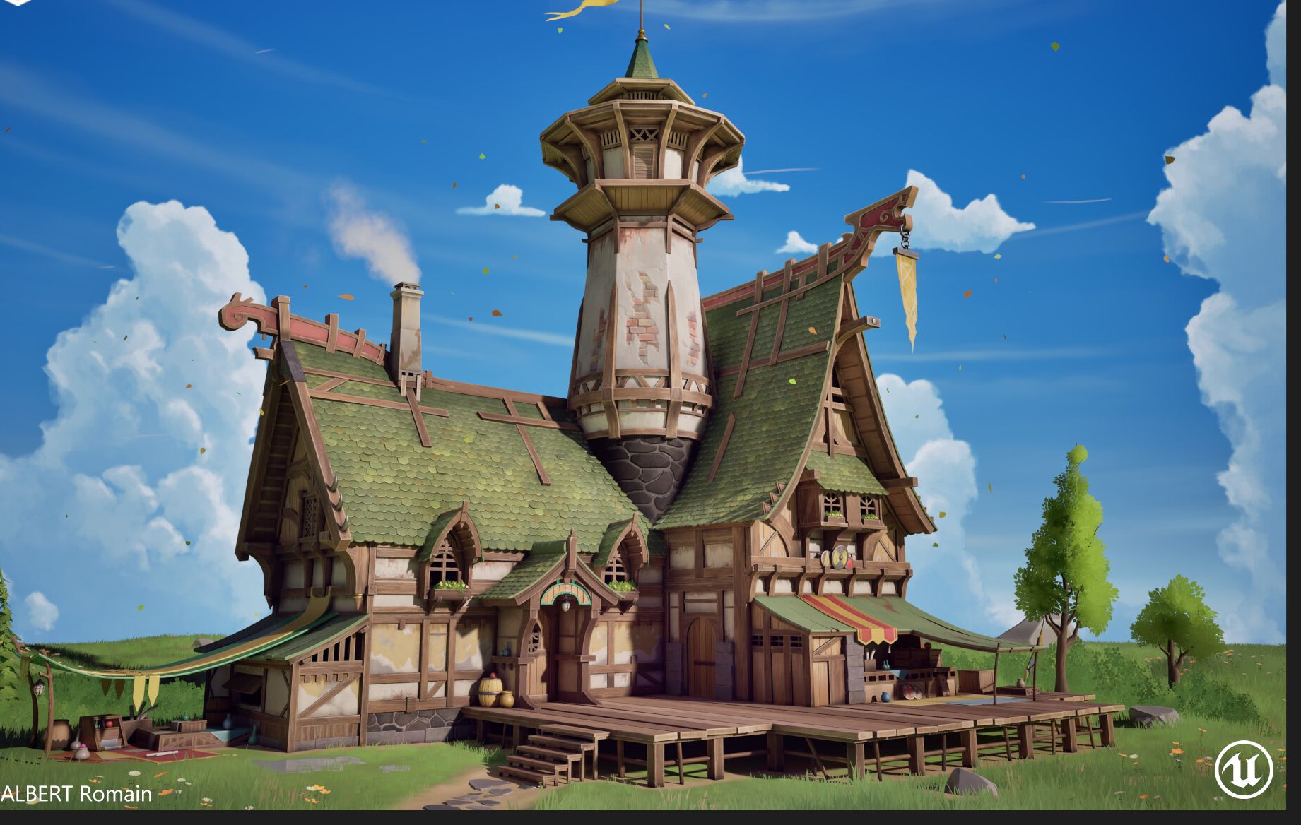 【3dmax场景建模】三小时教会你宫崎骏动漫里的场景模型,超详细场景