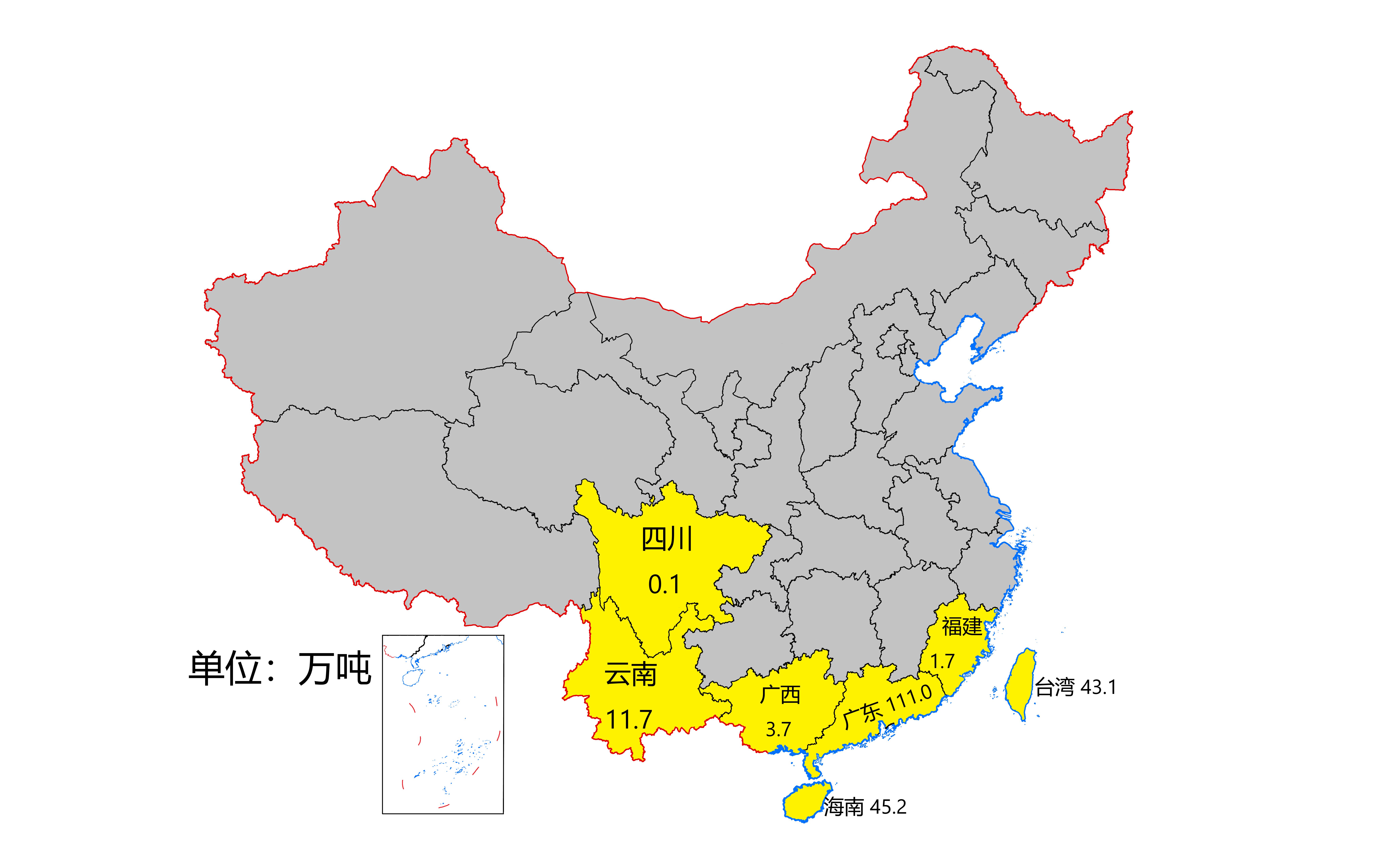 活动作品我国各地菠萝产量台湾