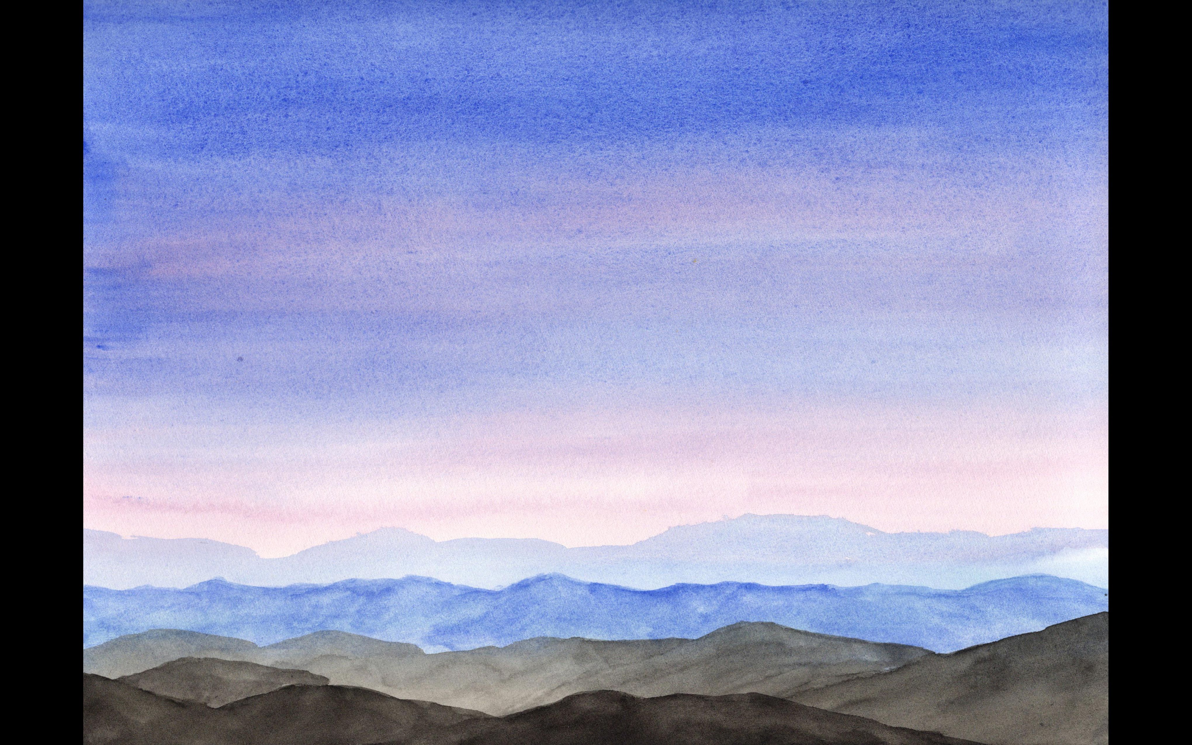 【水彩教程慢速版】 有点淡蓝色感觉的远方 简单水彩画新手教程