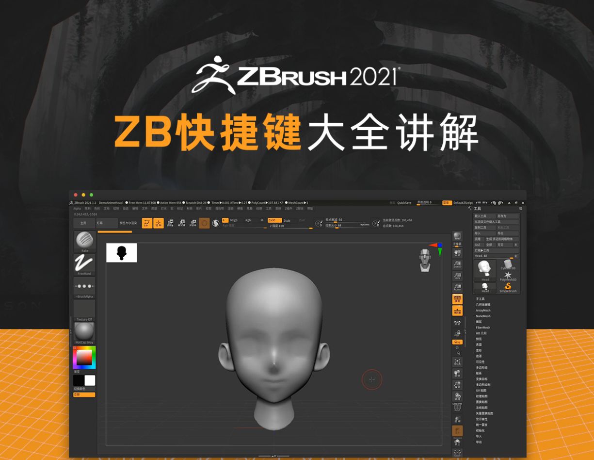 5分钟干货带你熟悉ZBrush视窗操作和zb常规热键哔哩哔哩bilibili