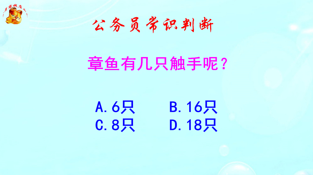 公务员常识判断,章鱼有几只触手呢?这是送分题哔哩哔哩bilibili