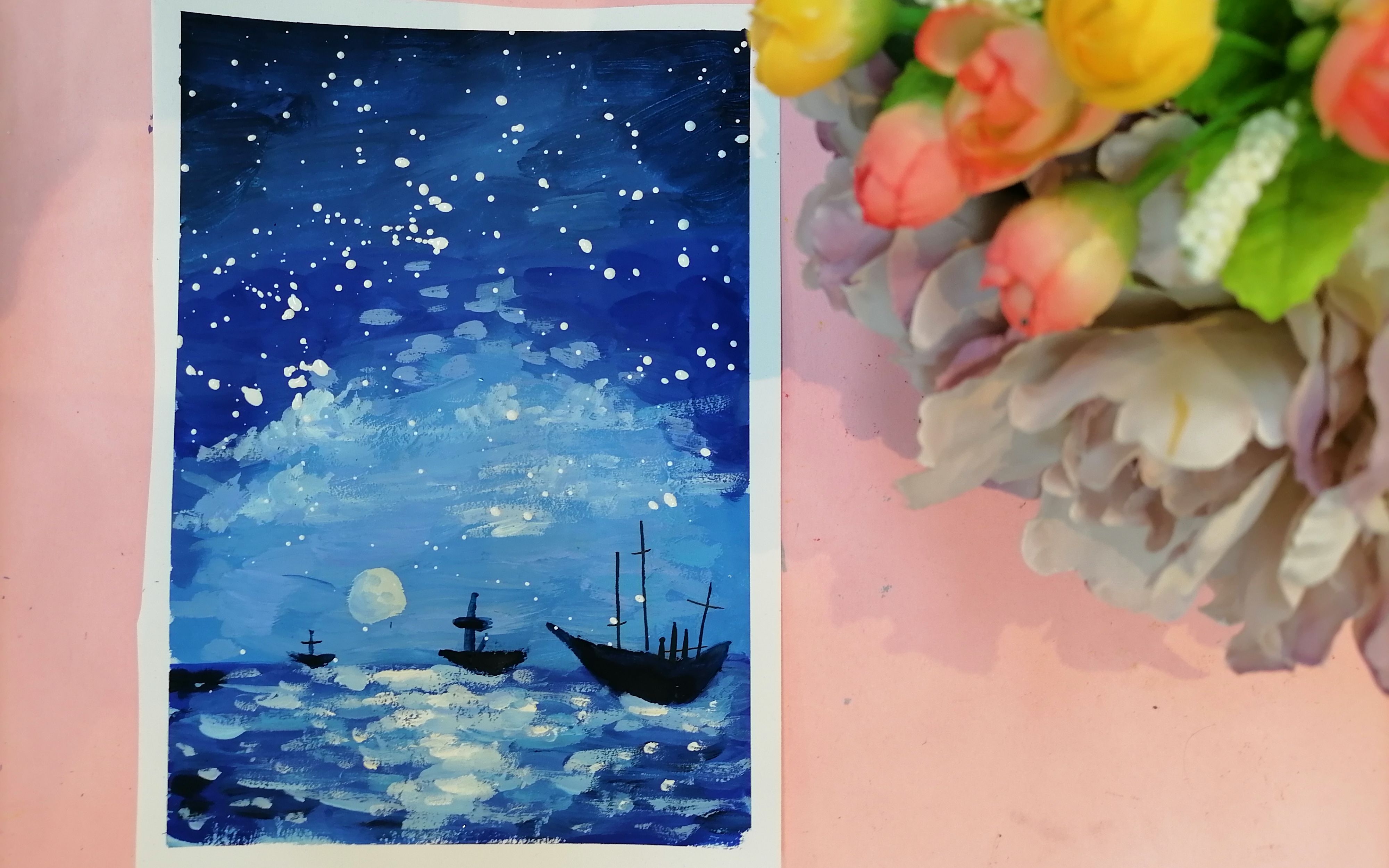 小小艺术家专业少儿水粉课01基础入门色阶练习同色调风景练习